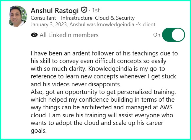 LinkedIn recommendation - Anshul Rastogi