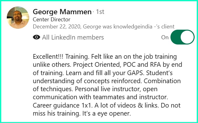 LinkedIn recommendation - George Mammen