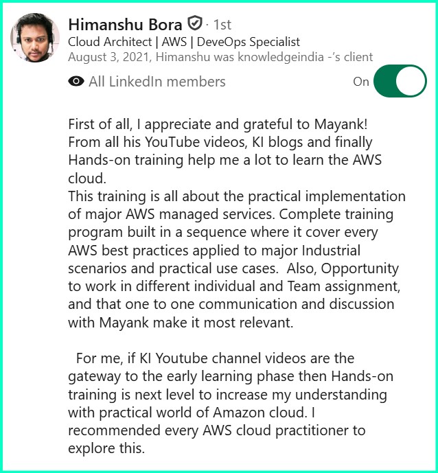 LinkedIn recommendation - Himanshu