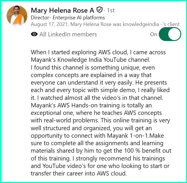 LinkedIn recommendation - Mary Helena Rose
