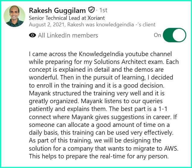 LinkedIn recommendation - Rakesh Guggilam