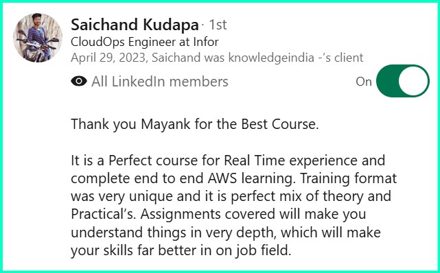 LinkedIn recommendation - Saichand Kudapa